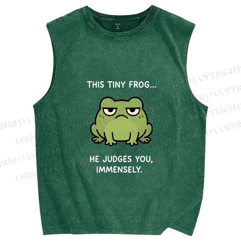 Unisex Frog Judges You Meme Printed Washed Tank Top
