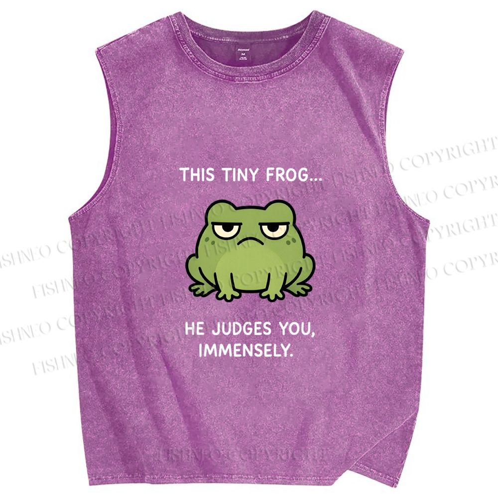 Unisex Frog Judges You Meme Printed Washed Tank Top