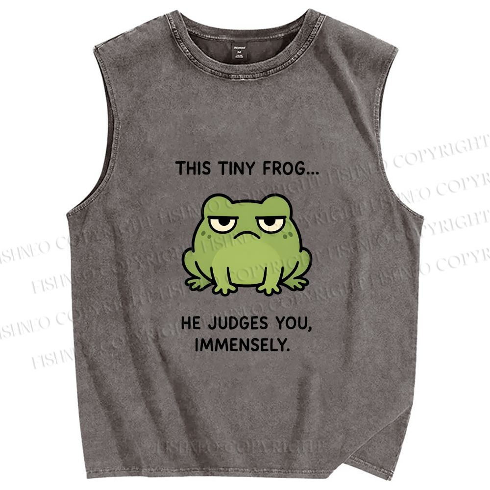 Unisex Frog Judges You Meme Printed Washed Tank Top