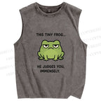 Unisex Frog Judges You Meme Printed Washed Tank Top