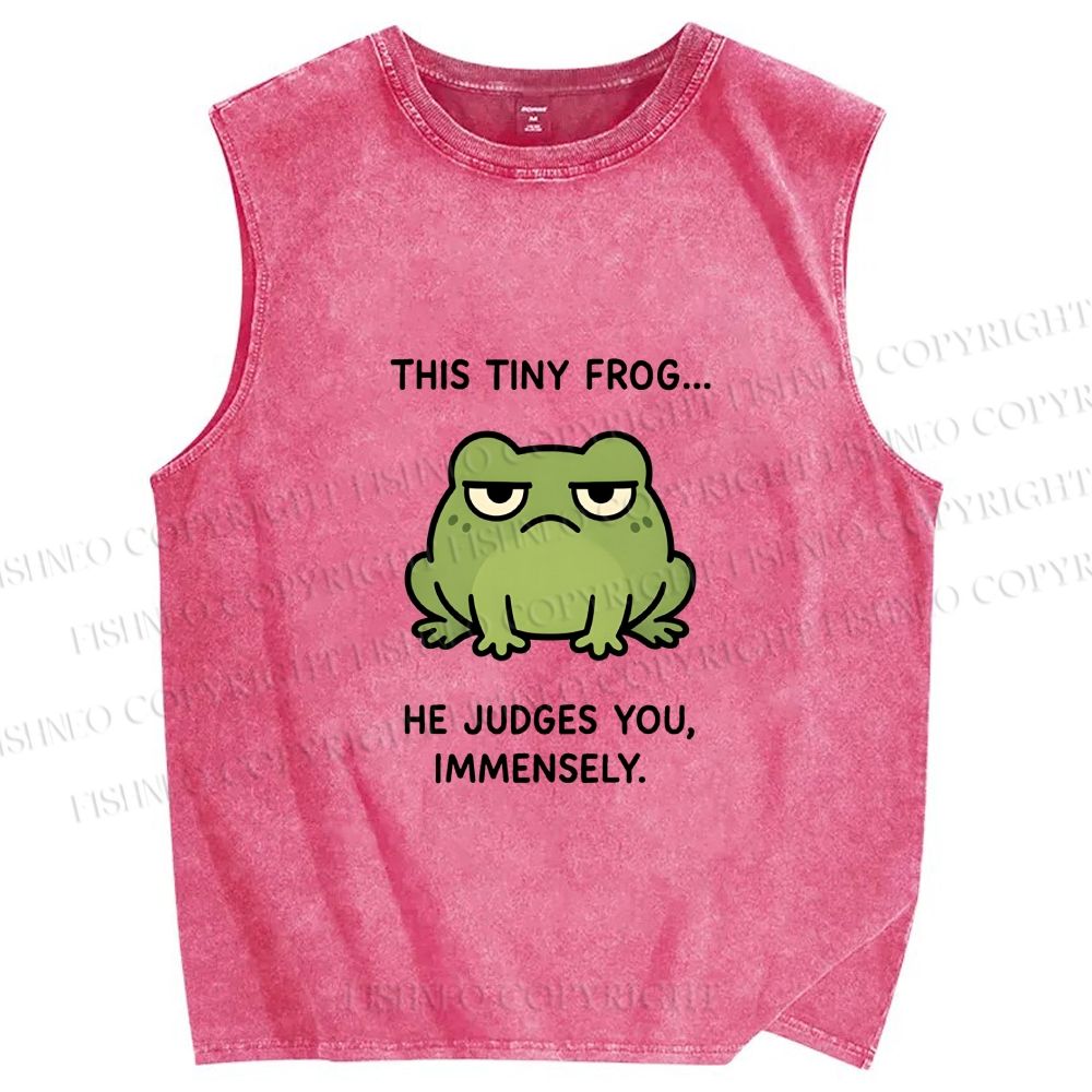 Unisex Frog Judges You Meme Printed Washed Tank Top