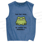 Unisex Frog Judges You Meme Printed Washed Tank Top
