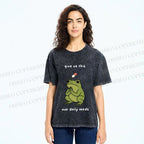 Unisex Daily Meds Funny Frog Printed Washed Tee