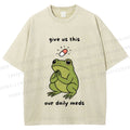 Unisex Daily Meds Funny Frog Printed Washed Tee