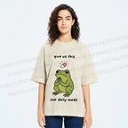 Unisex Daily Meds Funny Frog Printed Washed Tee