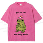 Unisex Daily Meds Funny Frog Printed Washed Tee