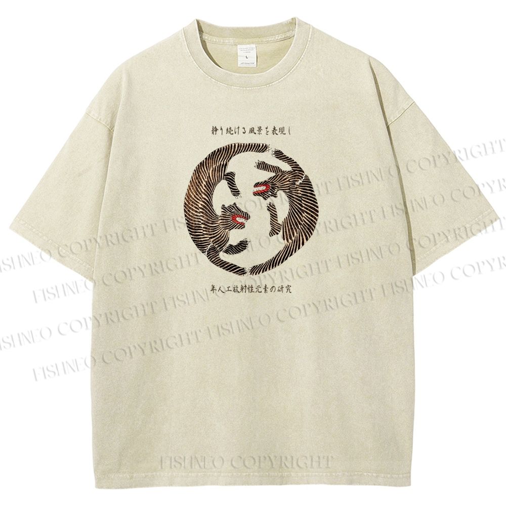 Unisex Two Tigers Printed Washed Tee