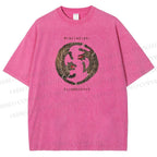 Unisex Two Tigers Printed Washed Tee