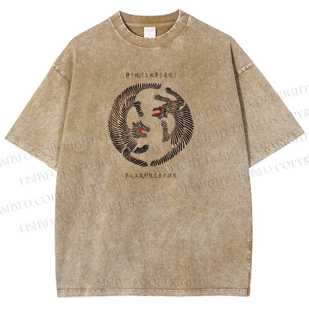 Unisex Two Tigers Printed Washed Tee