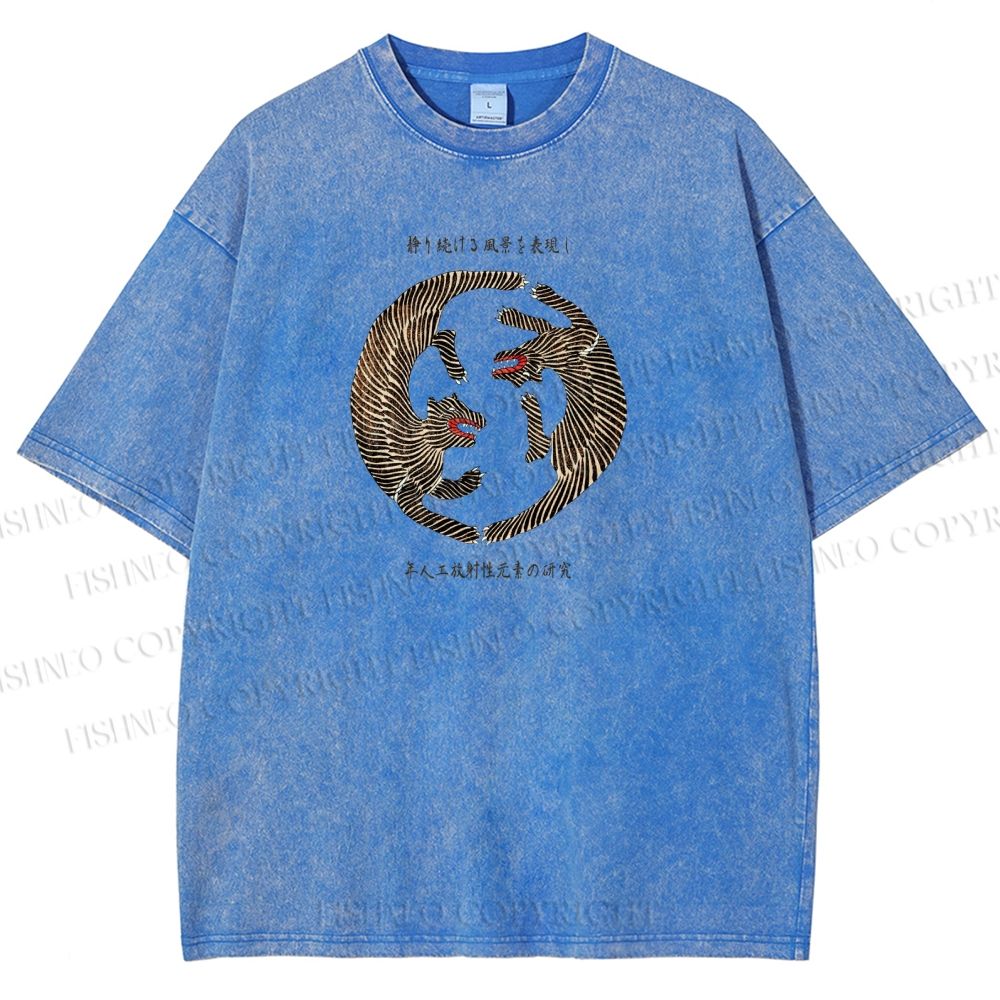 Unisex Two Tigers Printed Washed Tee
