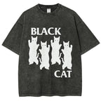 Four Black Cats Washed T-Shirt