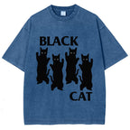 Four Black Cats Washed T-Shirt
