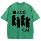 Four Black Cats Washed T-Shirt