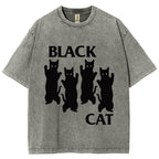 Four Black Cats Washed T-Shirt