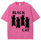 Four Black Cats Washed T-Shirt