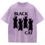 Four Black Cats Washed T-Shirt