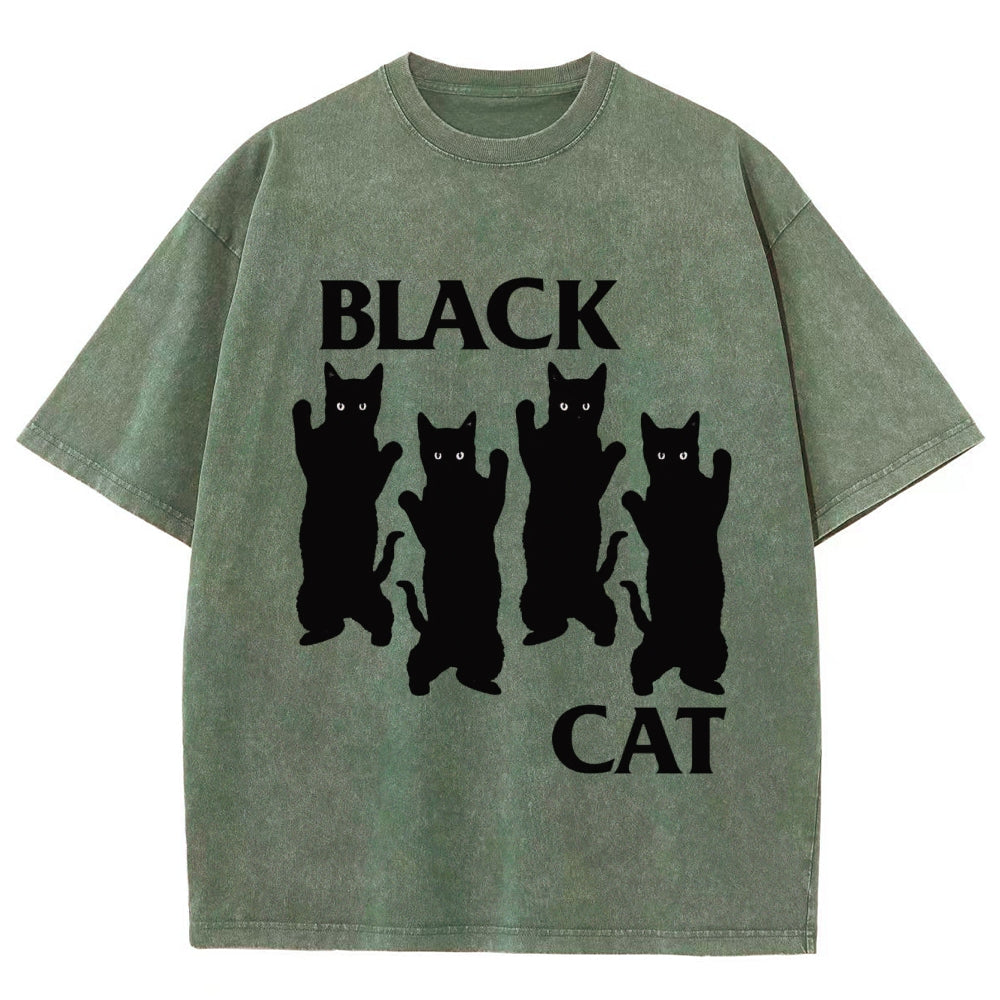 Four Black Cats Washed T-Shirt