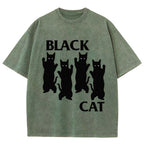 Four Black Cats Washed T-Shirt