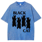 Four Black Cats Washed T-Shirt