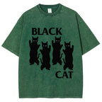 Four Black Cats Washed T-Shirt