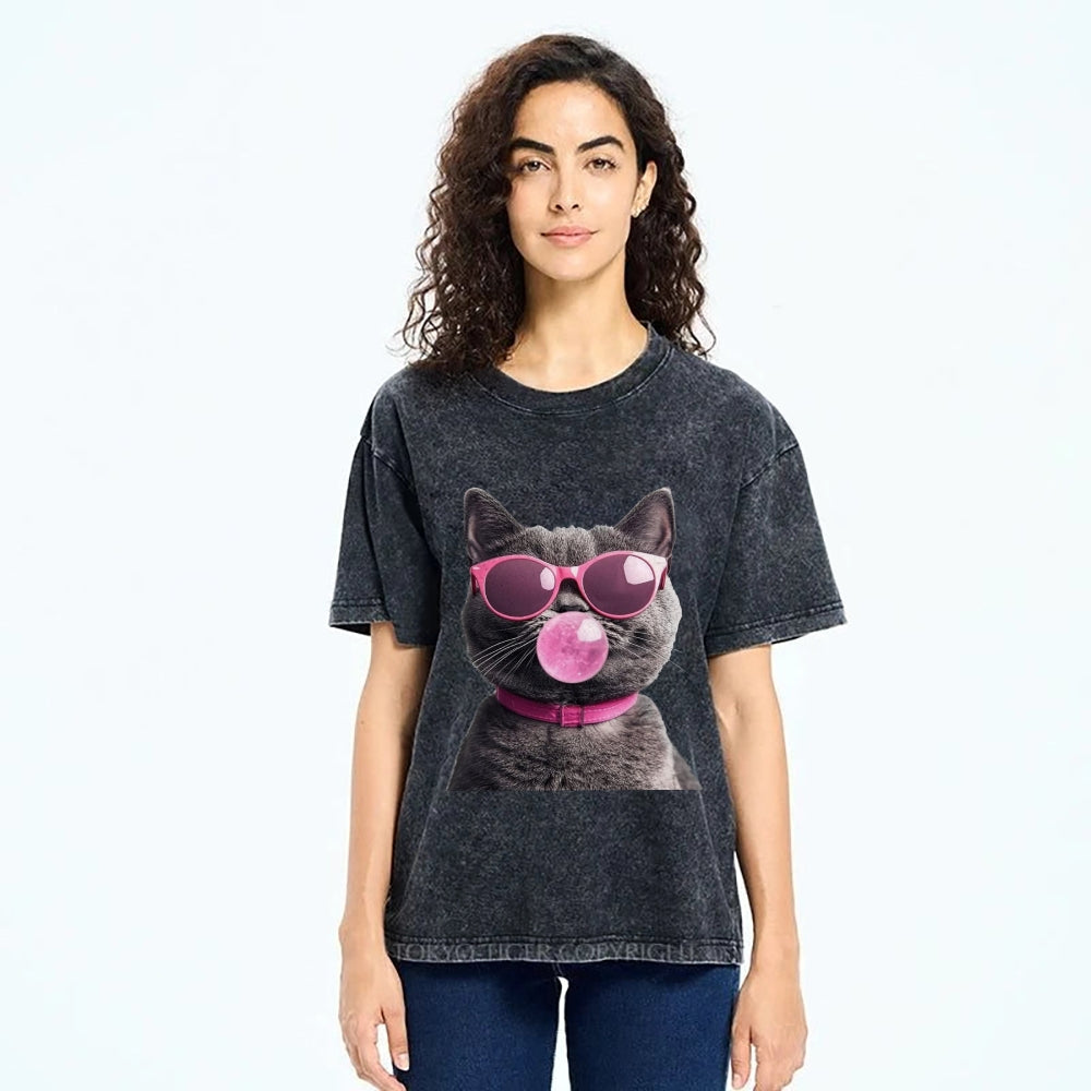 Holiday Cat Washed T-Shirt