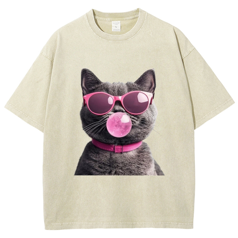 Holiday Cat Washed T-Shirt