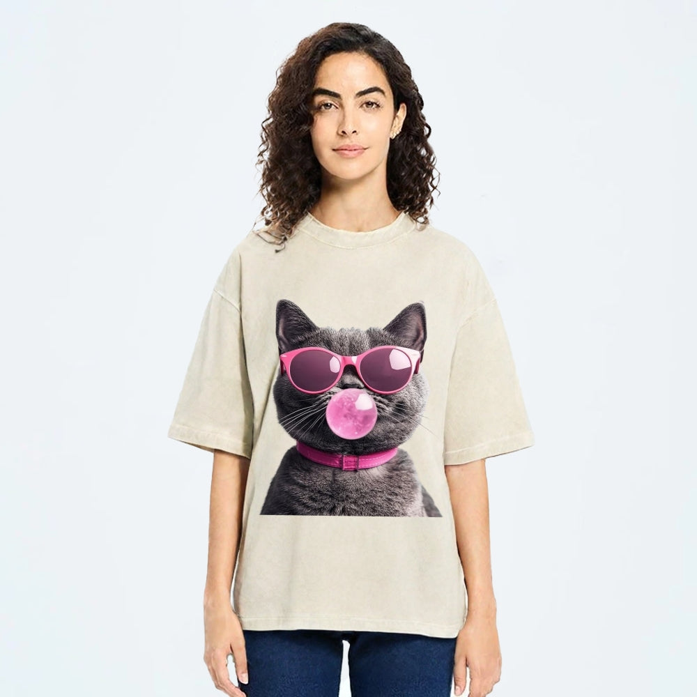 Holiday Cat Washed T-Shirt