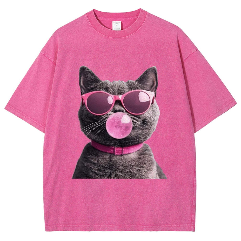 Holiday Cat Washed T-Shirt