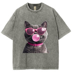 Holiday Cat Washed T-Shirt