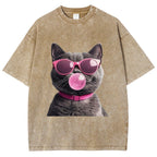 Holiday Cat Washed T-Shirt