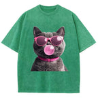 Holiday Cat Washed T-Shirt