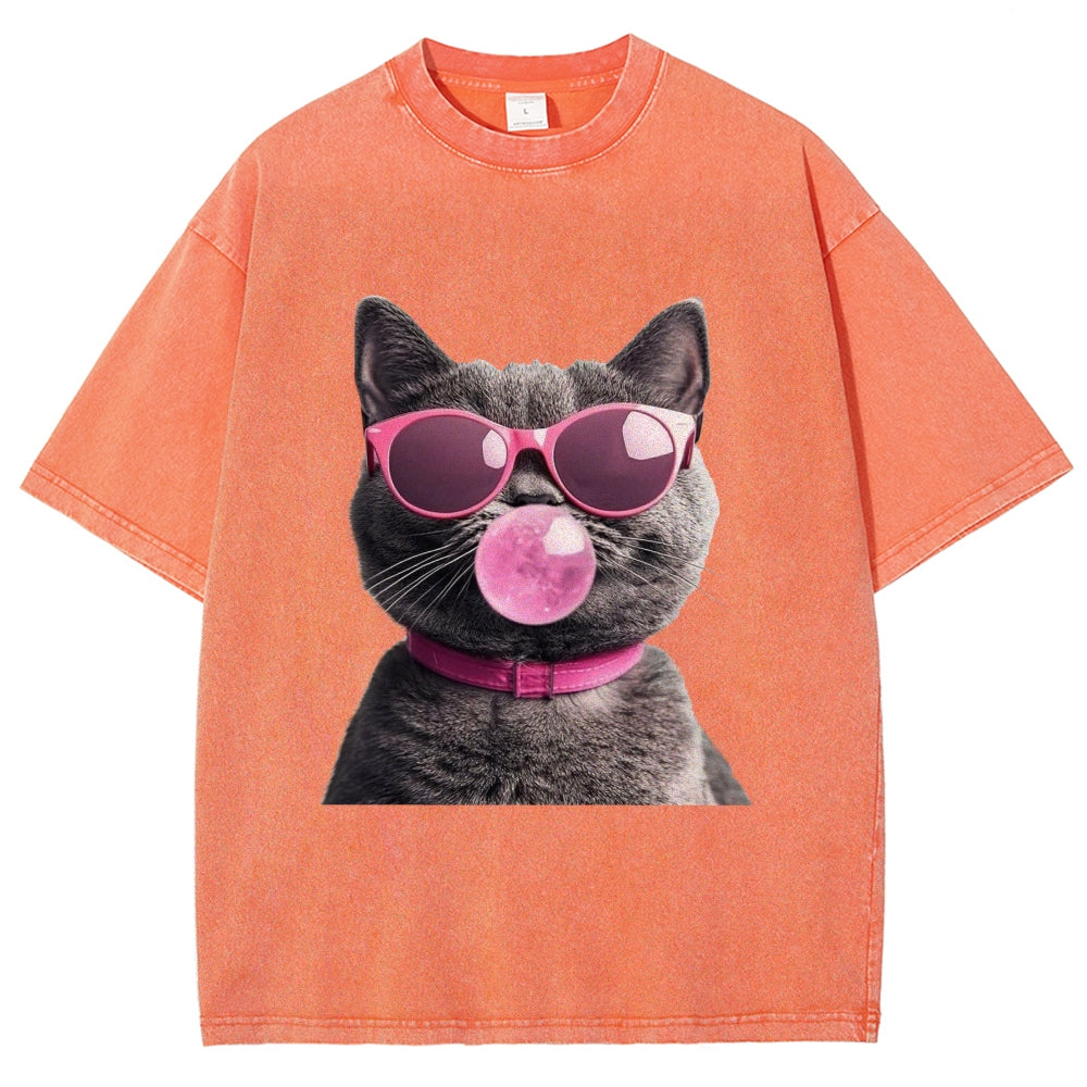 Holiday Cat Washed T-Shirt