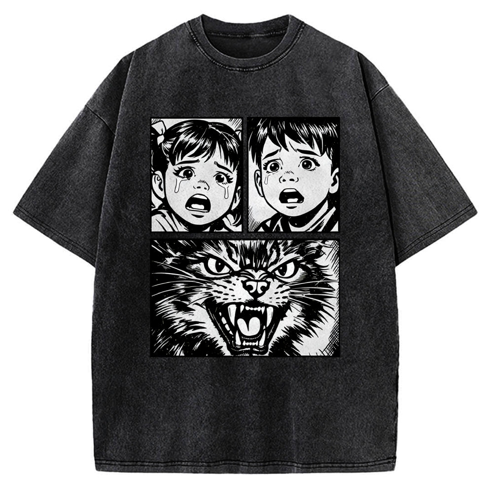 Unisex The Last Meow Printed Washed Tee