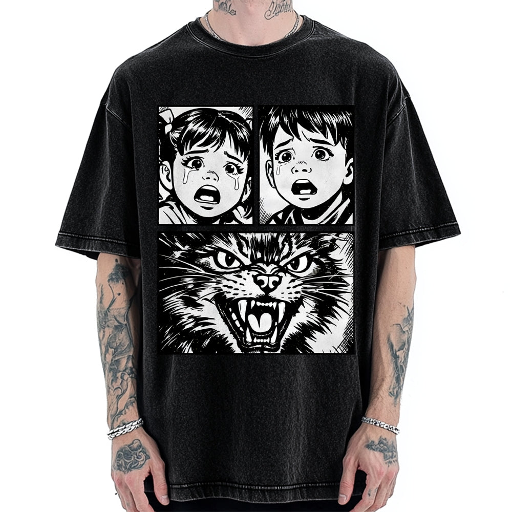 Unisex The Last Meow Printed Washed Tee