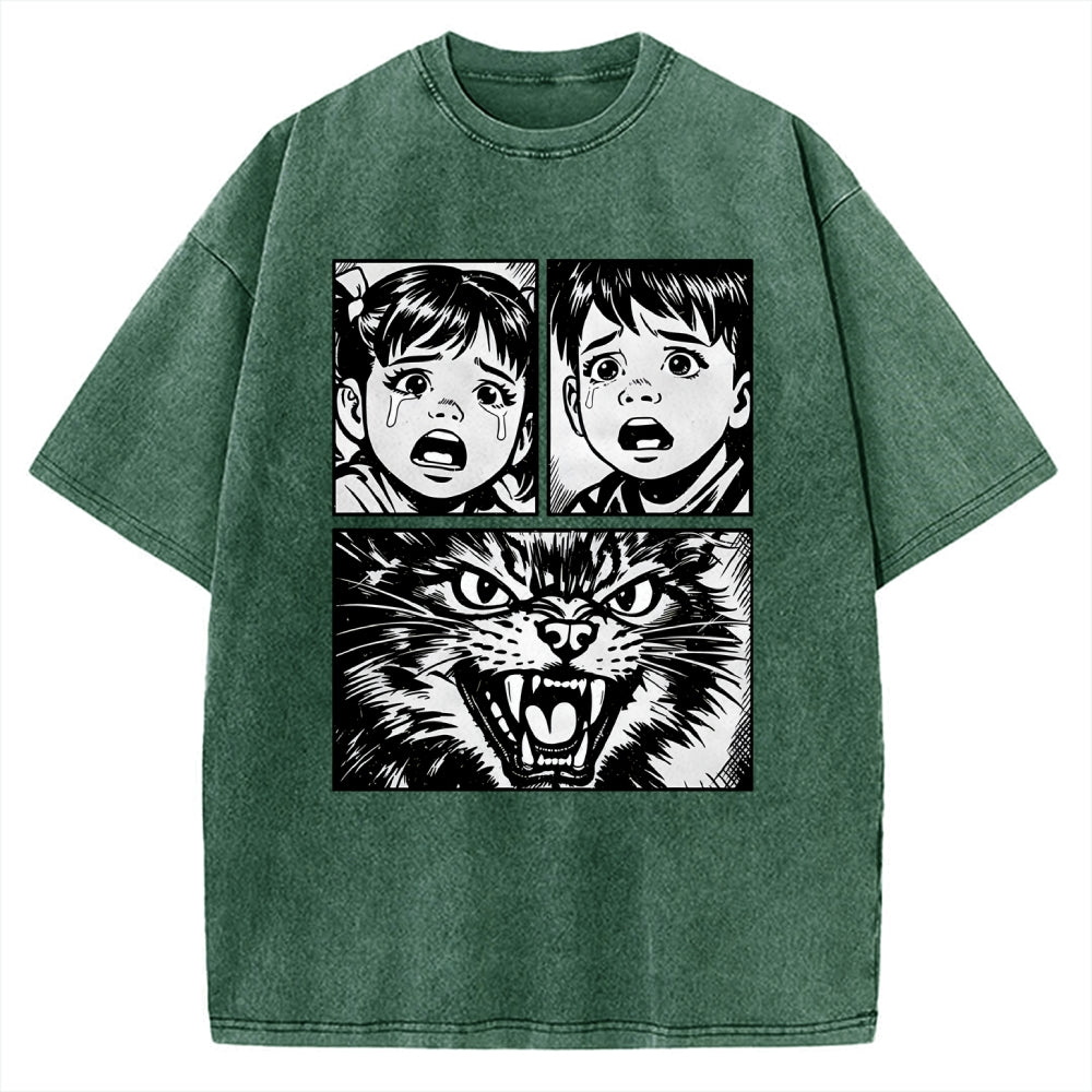 Unisex The Last Meow Printed Washed Tee