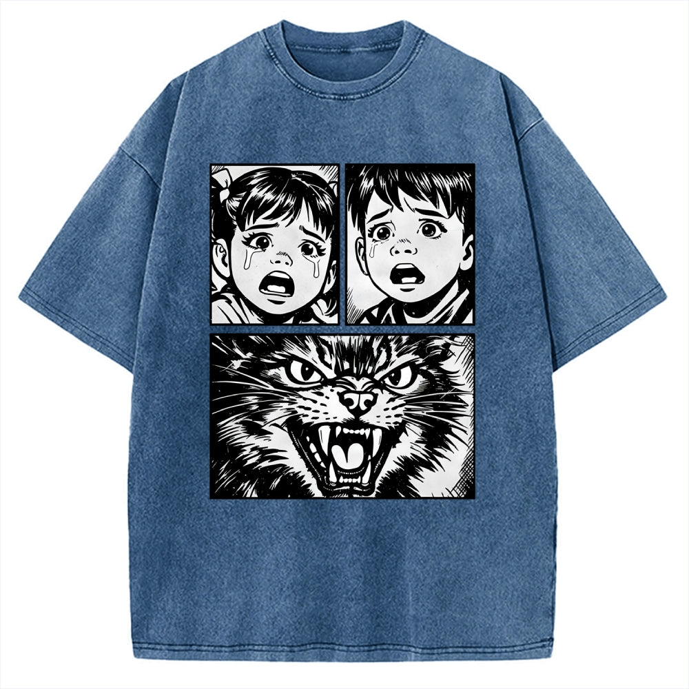 Unisex The Last Meow Printed Washed Tee