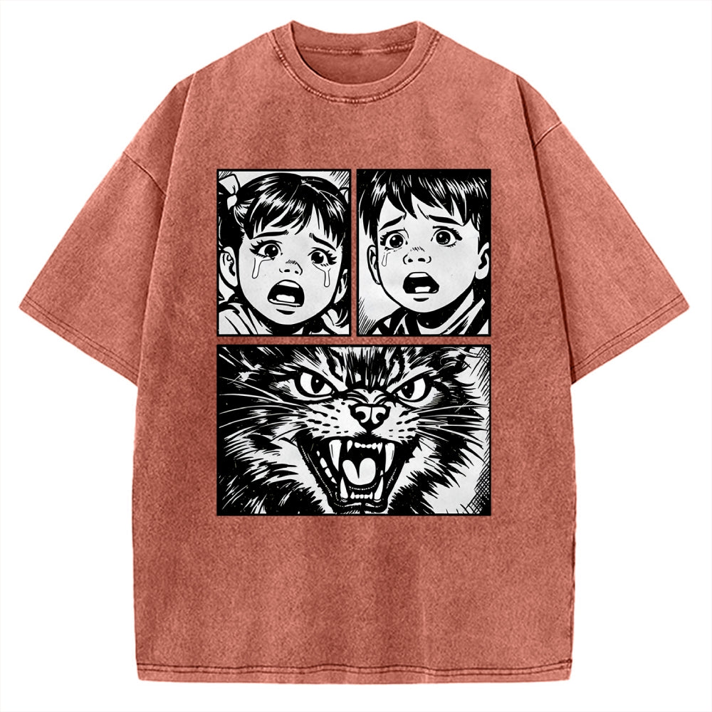 Unisex The Last Meow Printed Washed Tee