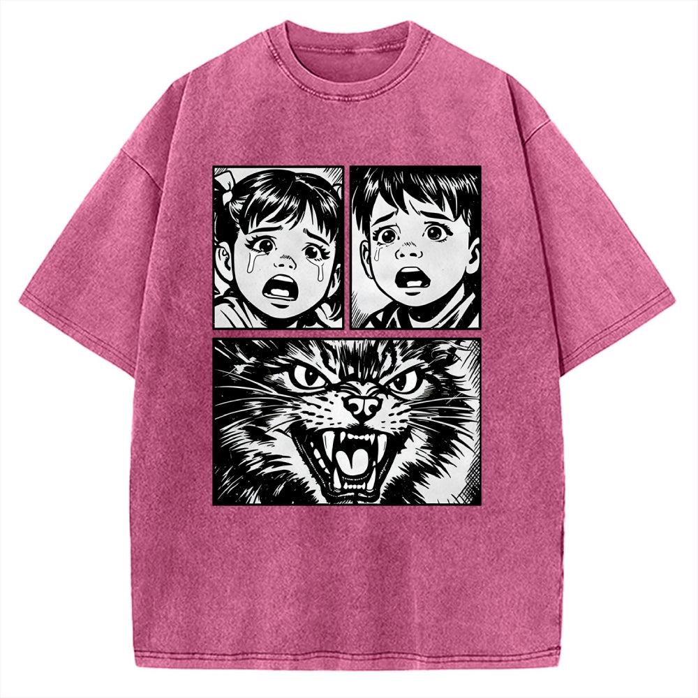 Unisex The Last Meow Printed Washed Tee