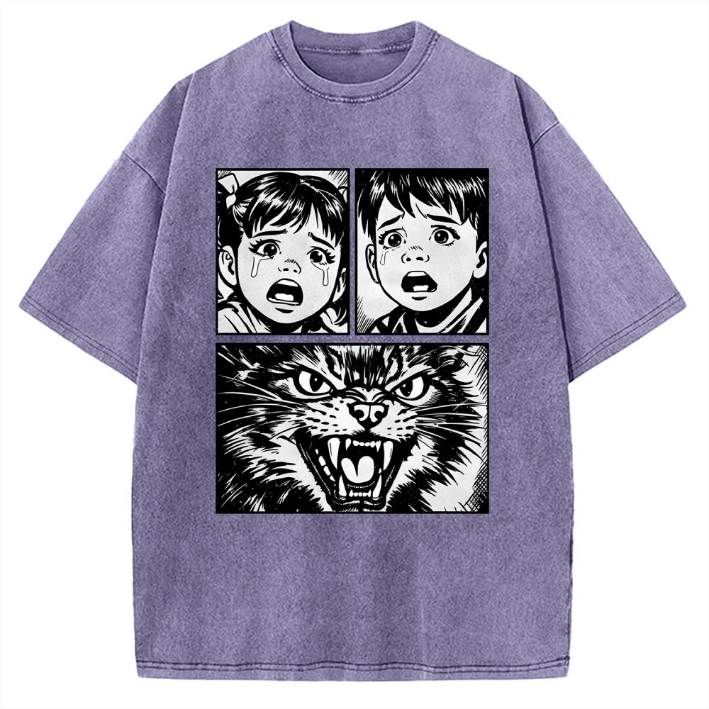 Unisex The Last Meow Printed Washed Tee