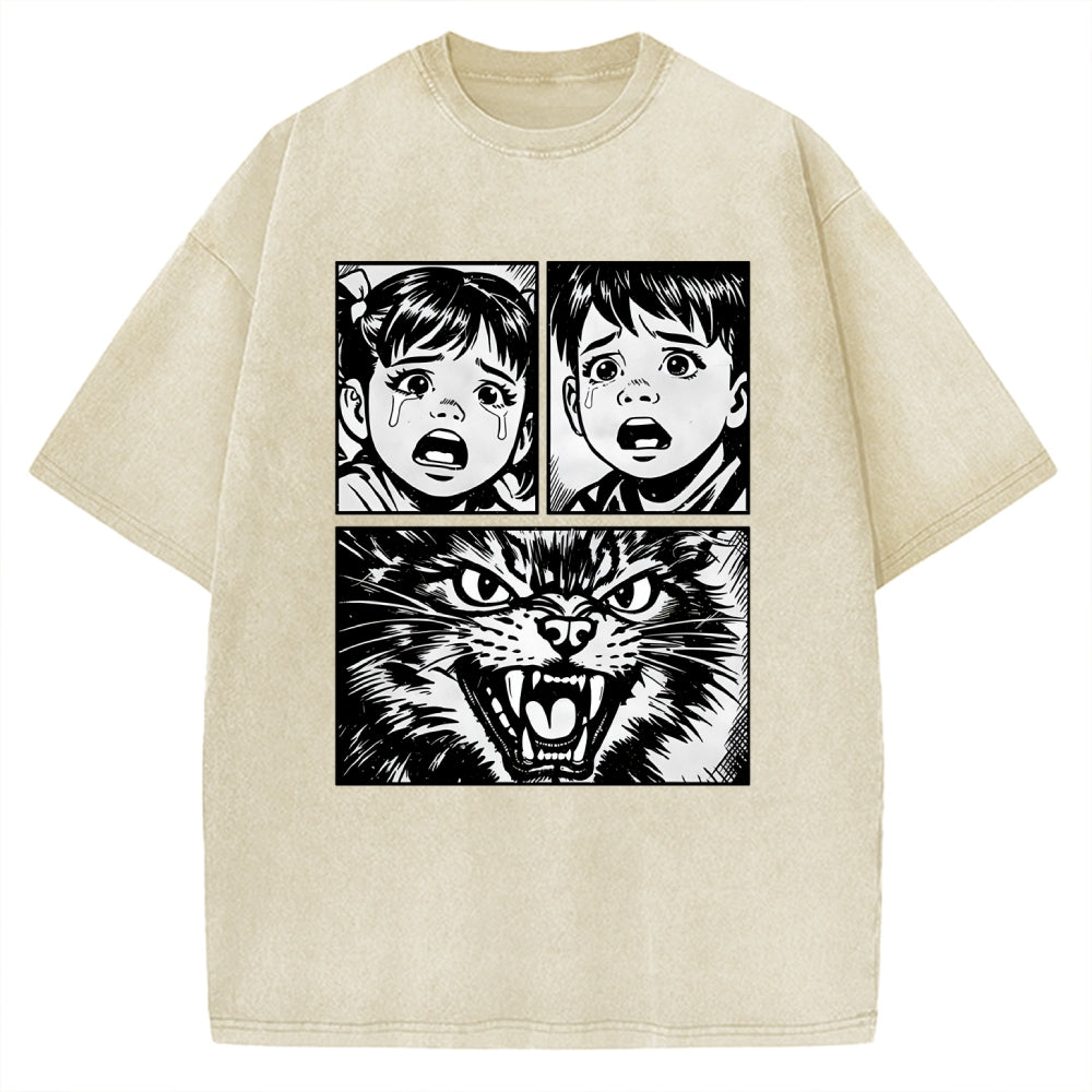 Unisex The Last Meow Printed Washed Tee