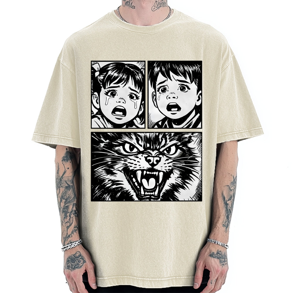 Unisex The Last Meow Printed Washed Tee