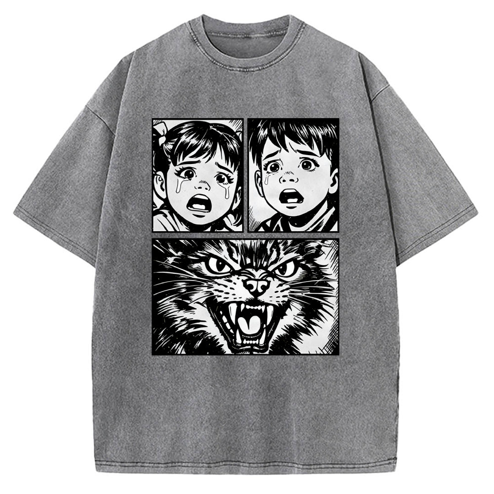 Unisex The Last Meow Printed Washed Tee
