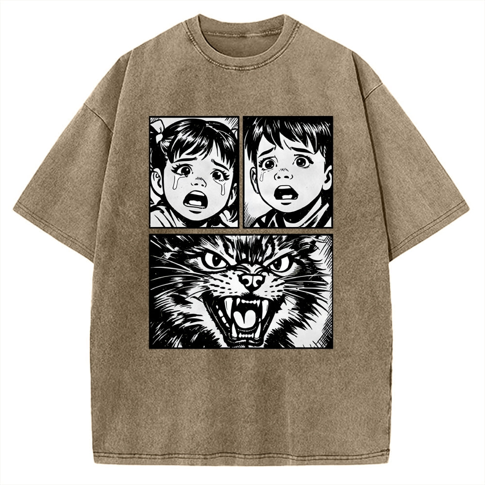 Unisex The Last Meow Printed Washed Tee
