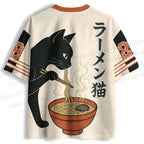 Ramen Black Cat Printed Jersey Shirts