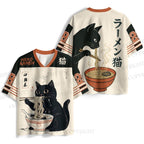 Ramen Black Cat Printed Jersey Shirts