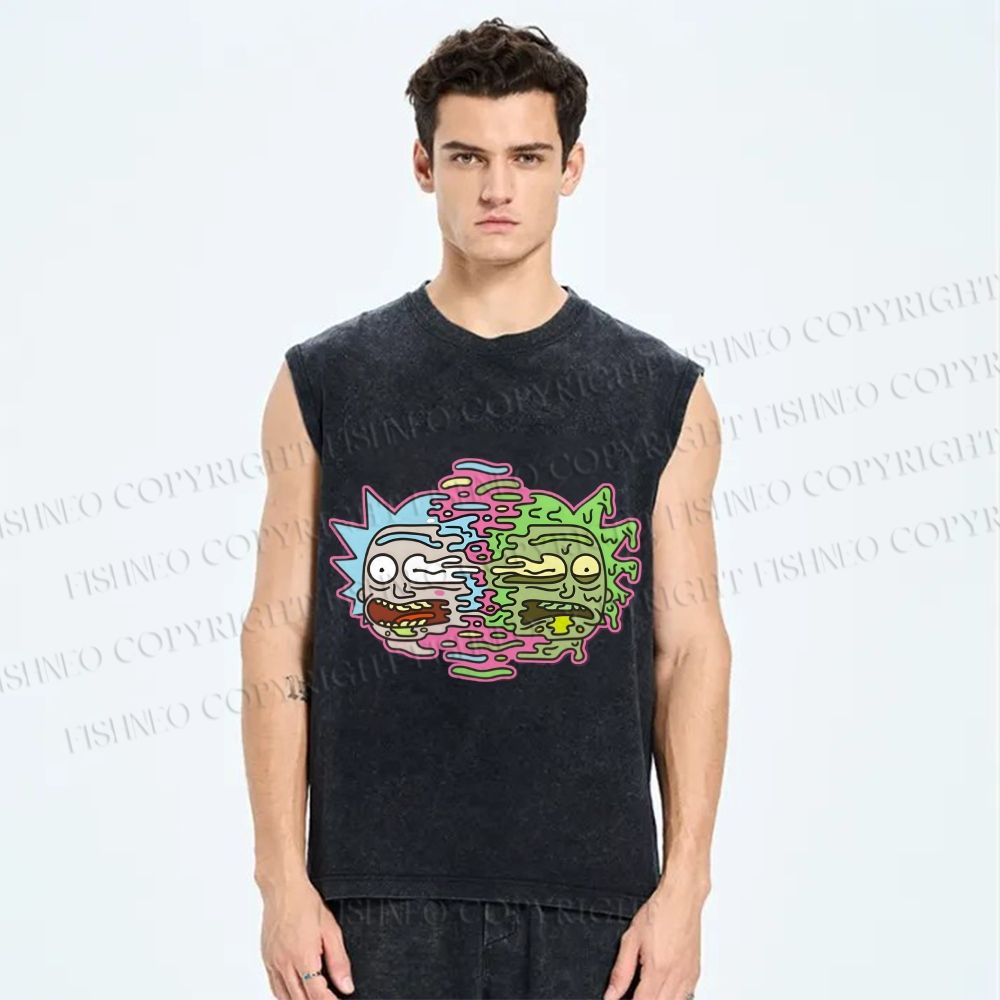 Unisex Rick And Morty Divided Rick Printed Washed Tank Top