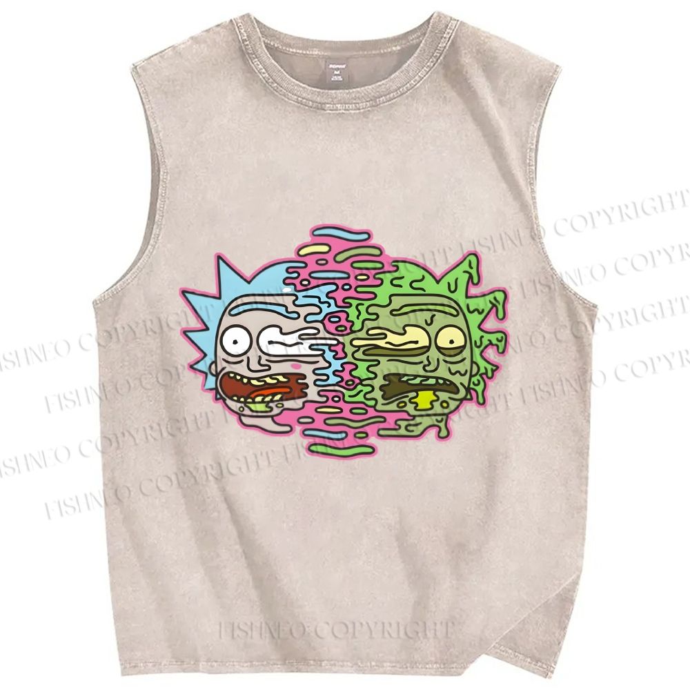 Unisex Rick And Morty Divided Rick Printed Washed Tank Top
