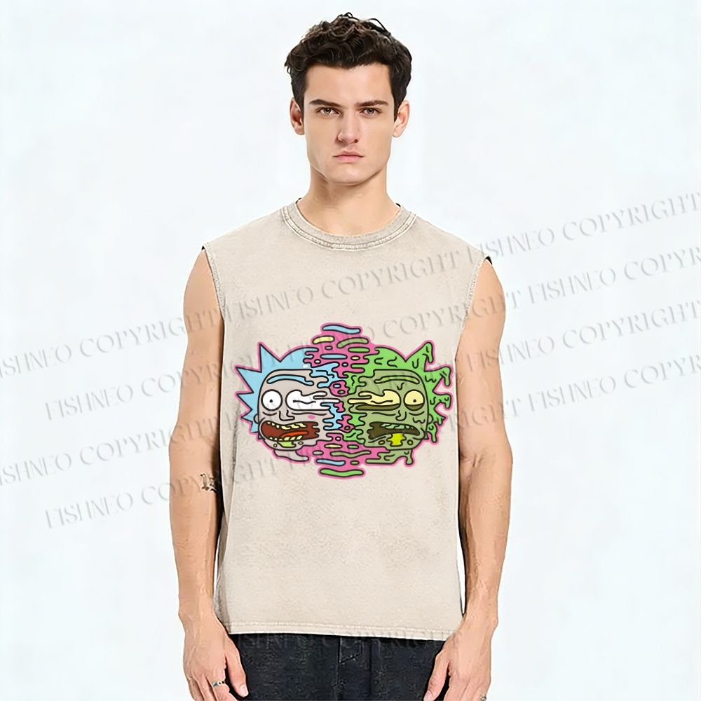 Unisex Rick And Morty Divided Rick Printed Washed Tank Top