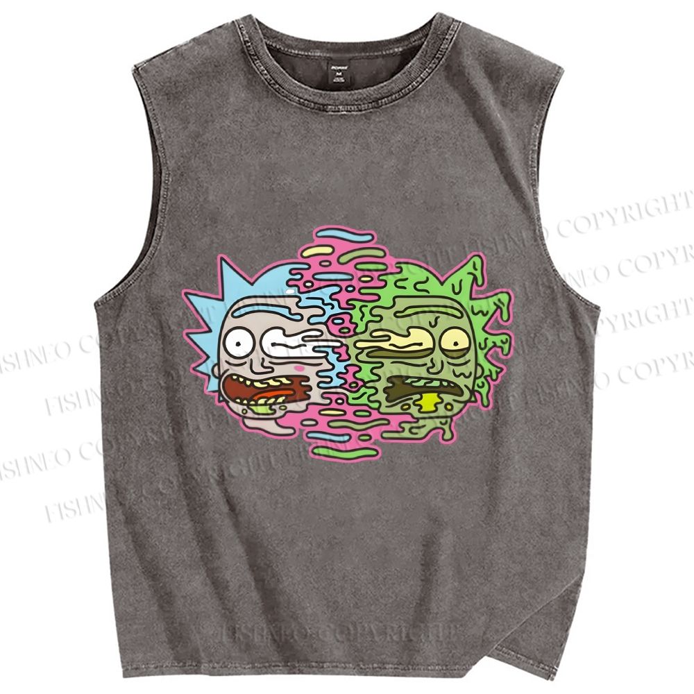 Unisex Rick And Morty Divided Rick Printed Washed Tank Top