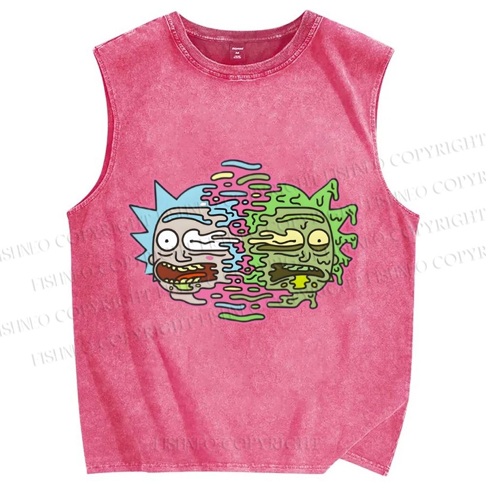 Unisex Rick And Morty Divided Rick Printed Washed Tank Top